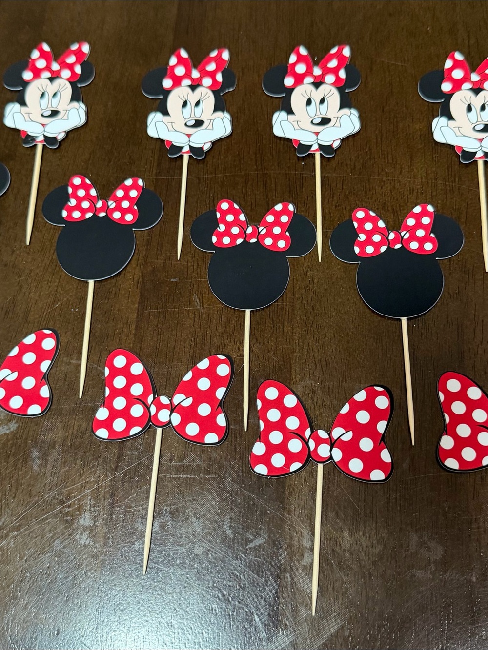 Minnie Mouse Red Polka Dot Cupcake Toppers - Home Party Supplies